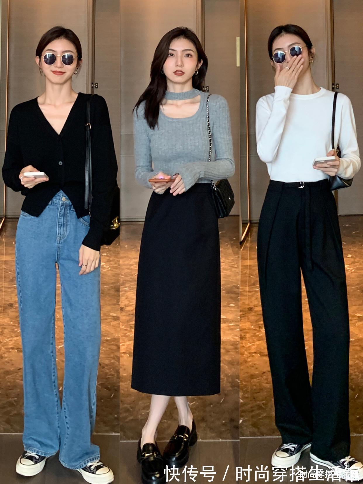 针织衫|冬天穿针织衫,怎么搭配外套和裤子?看她就知道了