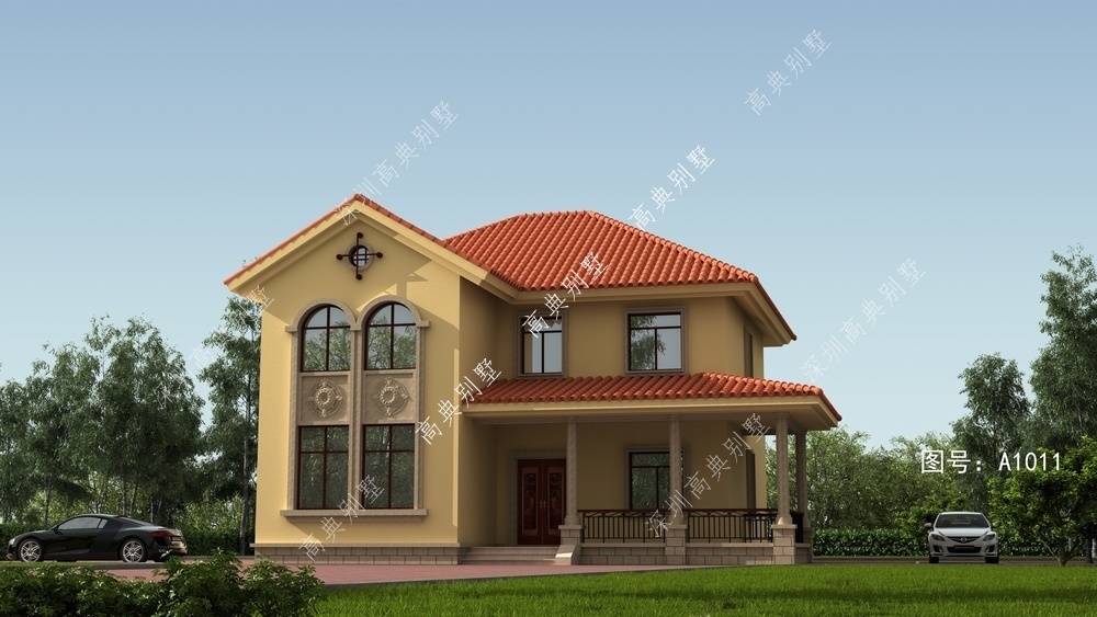 两层|这款欧式两层别墅,采用红色坡屋顶,象征着日子红红火火。