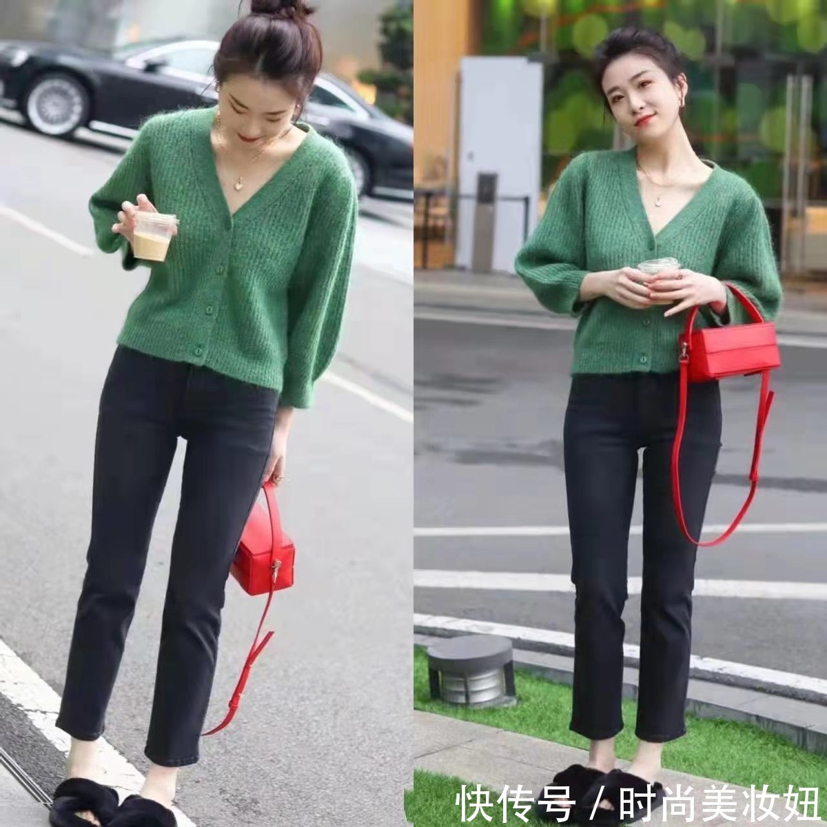 外套|今年流行“针织开衫”,学时尚博主4种搭配方式,高级又显气质
