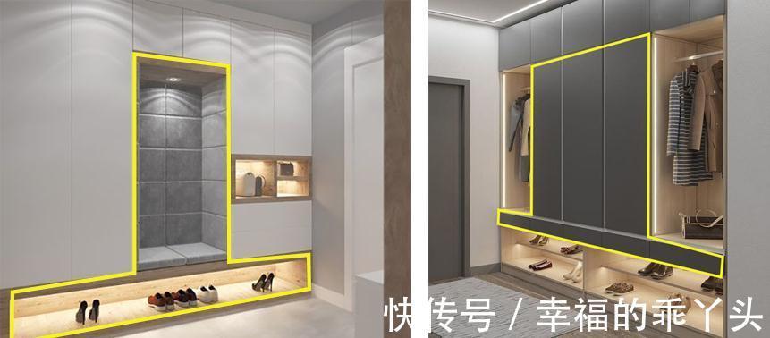 小提示|玄关柜别乱装,柜体留空做T字型布局,堪比一个衣帽间,值得学习