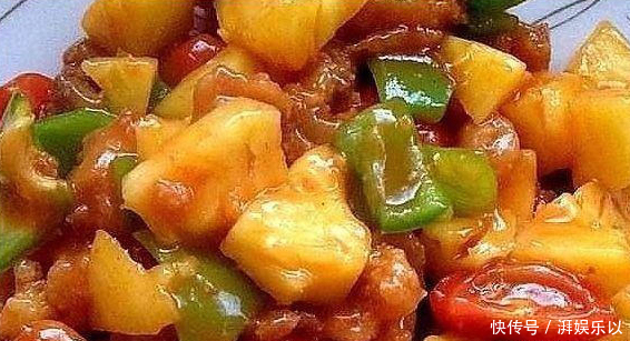 家常菜菠萝咕噜肉、爆炒猪肝、肉沫炒空心菜