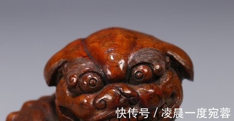 竹雕$清代,竹雕太狮少狮摆件