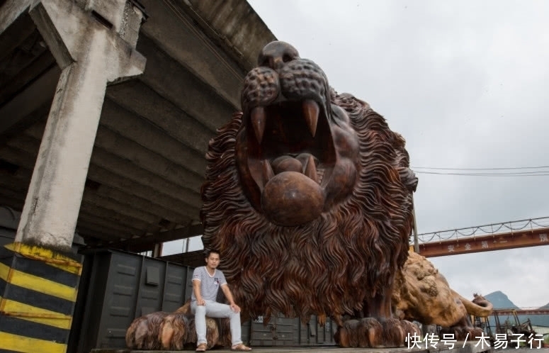 楠木|用30吨楠木雕成的巨狮三百万不卖,出价千万无人买,已搁置5年