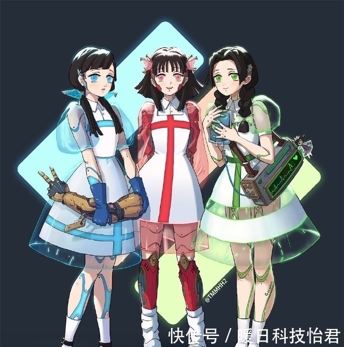 神秘感|赛博朋克风《鬼灭之刃》,蝴蝶忍拥有透明翅膀,祢豆子神秘感十足