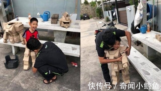 纸箱|暖爸用纸箱为四岁儿子打造13公斤纸壳盔甲玩具,全世界只有1套