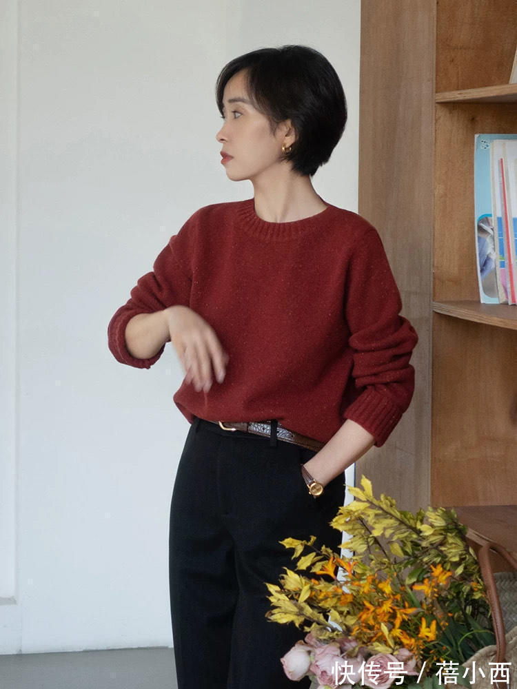 穿搭 红色毛衣就是时髦、洋气!搭配半身裙、羽绒服、大衣简约又高级