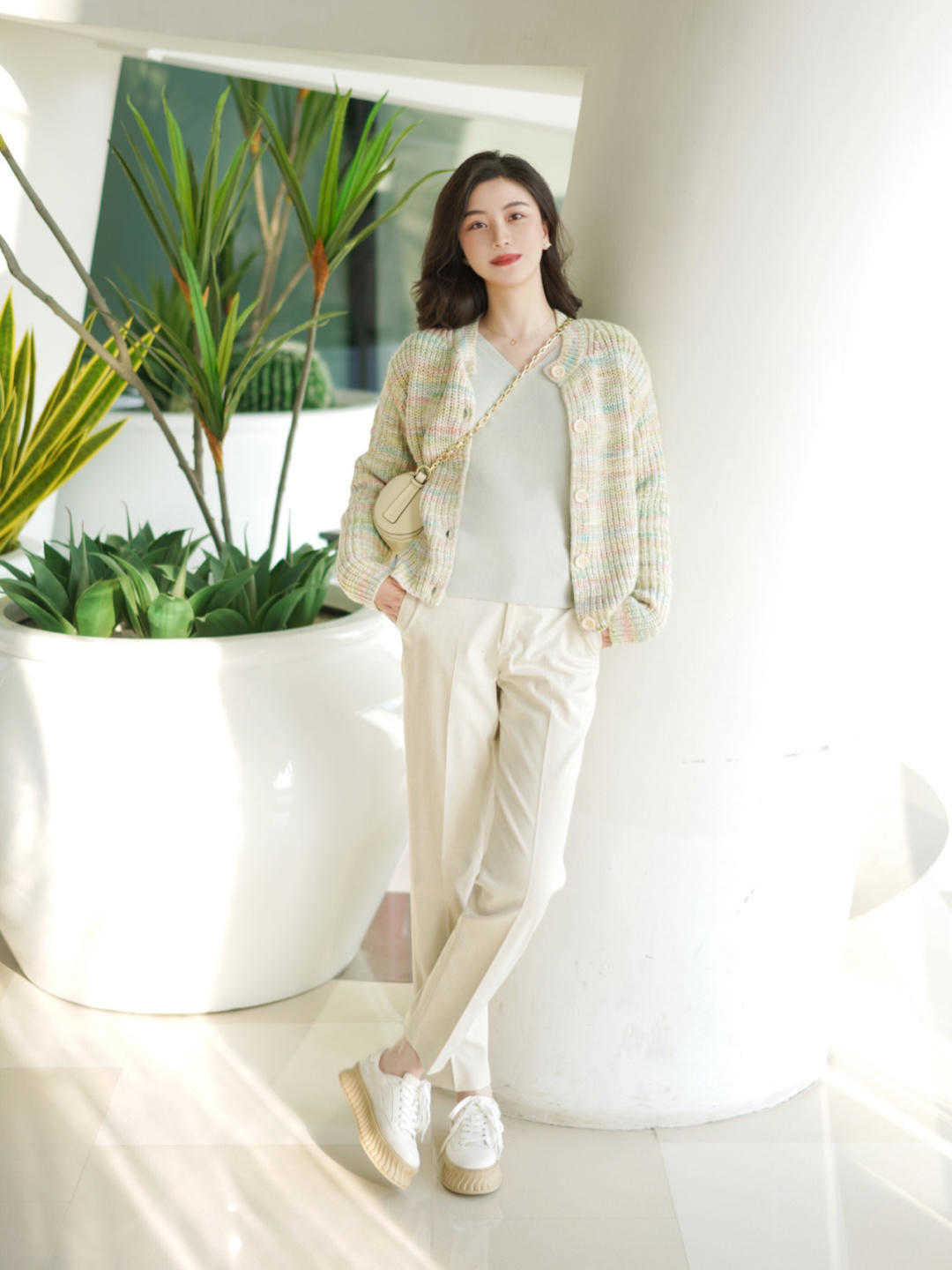 西装裤 要想文艺温婉并存,选择针织开衫啊!文艺清新温婉知性