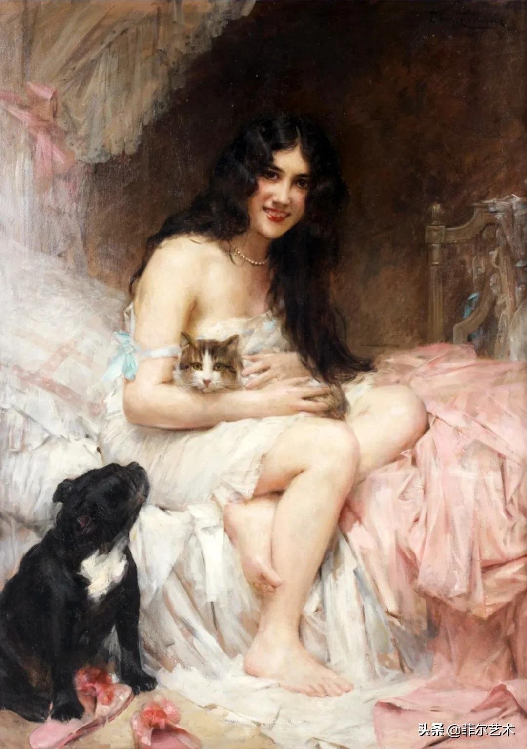 肖像@法国学院派著名画家科默尔,笔下的美丽女性犹如天使下凡