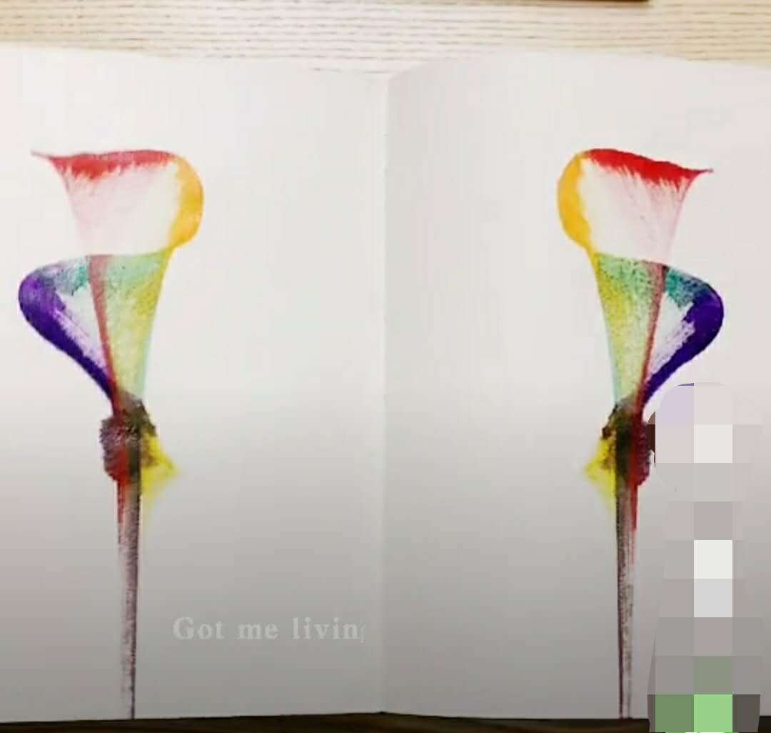 彩虹百合#美术生教你三步画出彩红百合,只需要一根棉线,简单到你无法相信