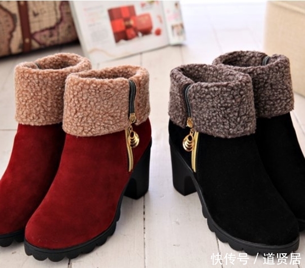 粗跟尖头短靴低跟百|又出一女鞋东北鞋,又叫“踏雪鞋,女人设计,上脚特好看