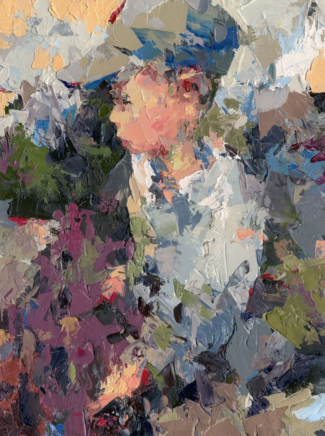 纹理&他将杂碎的色块,厚重的纹理,融于画中的人物