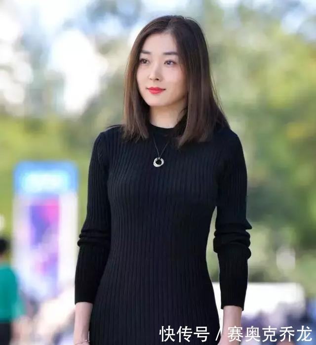 黑色|黑色针织连衣裙,复古优雅,清新唯美