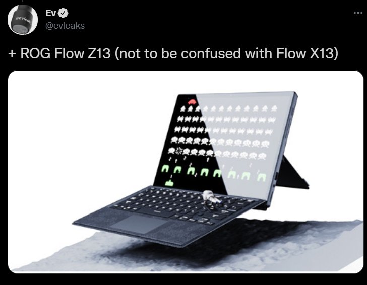 surf华硕 ROG Flow Z13 二合一笔记本曝光，造型类似 Surface