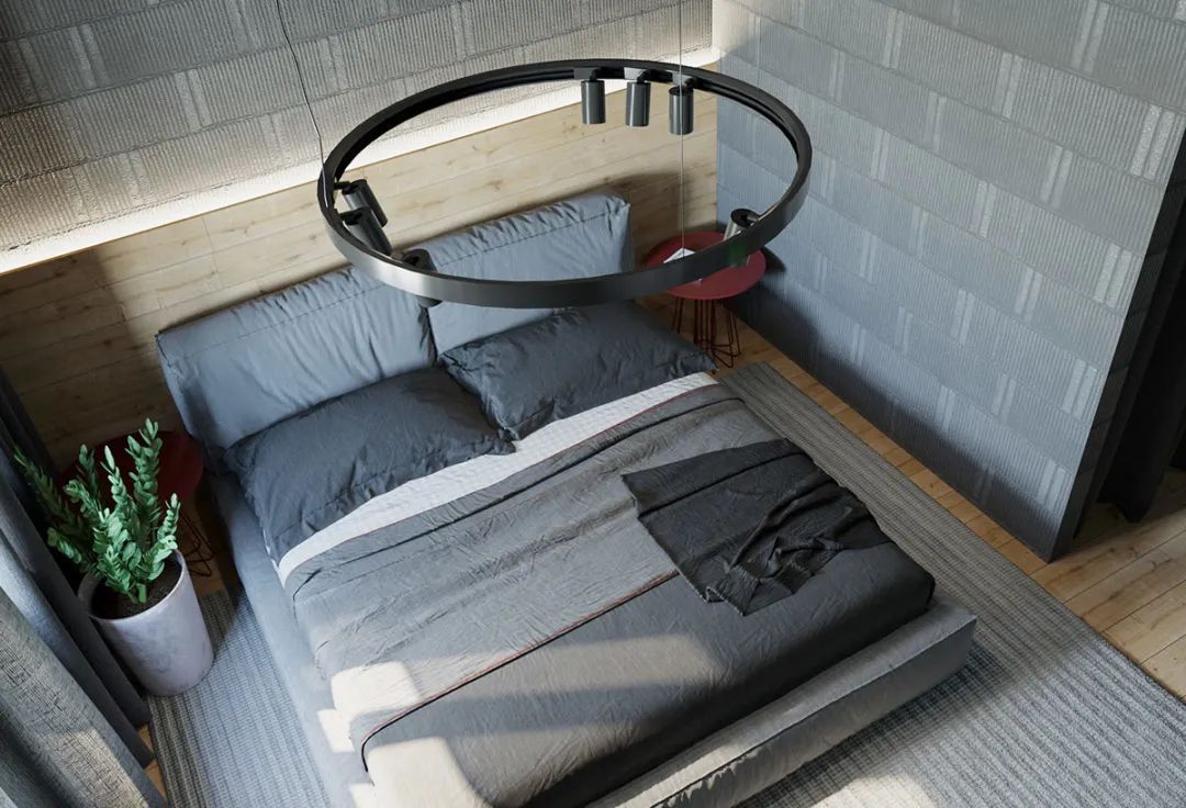 深灰色|88㎡现代极简，高级灰的空间，时尚红的点缀，成熟端庄的设计美