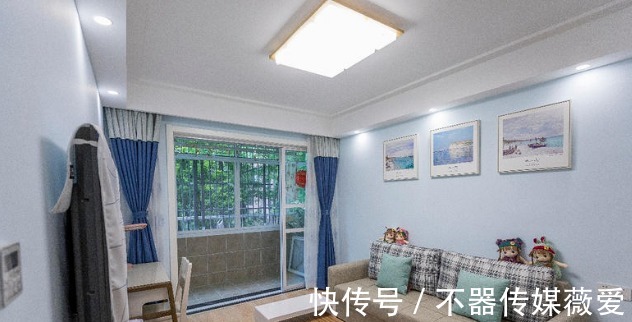 浅蓝色|装修婚房,客厅蓝色梦幻似海洋,主卧装成粉色尴尬了