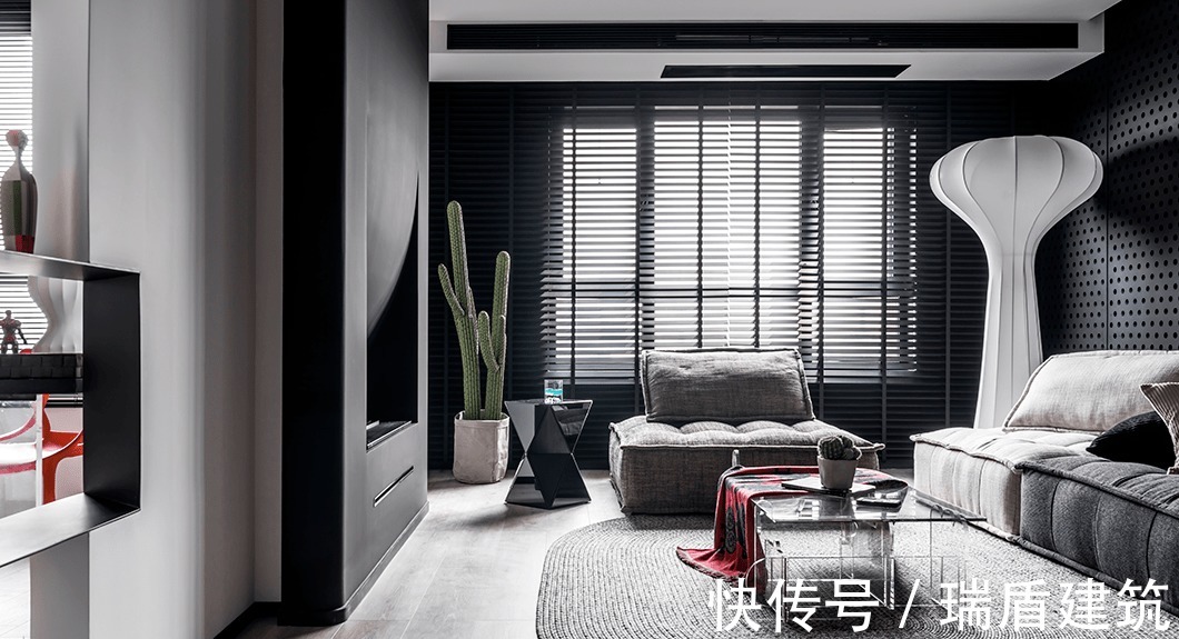 水泥板|120㎡简约高级黑,这样设计超有范!