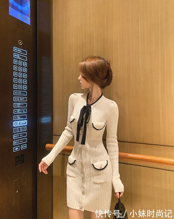 灰白色|清清爽爽的针织裙,灰白色的纱线加上闪光丝的光泽感非常美