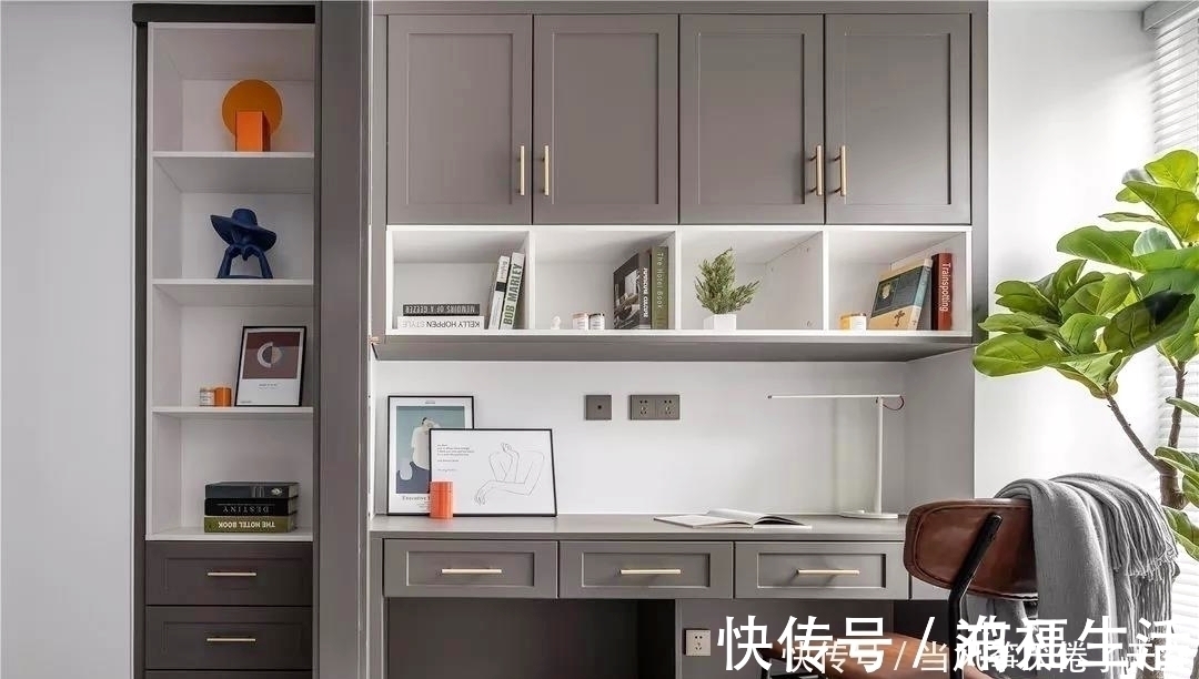书房|她家48㎡，拥有三间卧室，超大餐厅，书房客厅合二为一，太聪明了