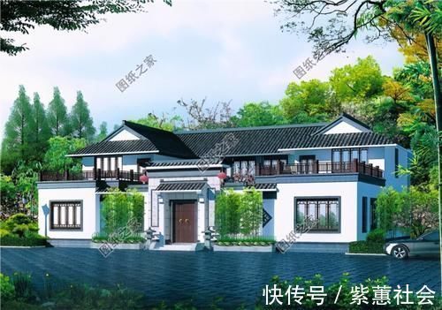 占地|农村二层四合院别墅效果图,带超大院子,在家建一栋养老足矣