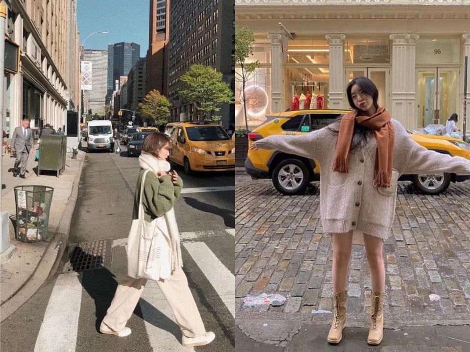 不要再让你的围巾吃灰了，现在的天气非常适合，快快搭配起来！