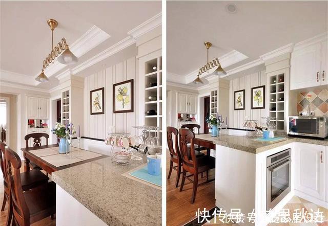 美好的时光|95平清新美式,餐厅酒柜+卡座+收纳柜一体,设计实在太赞了!