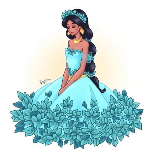 艾莎女王|穿鲜花裙的迪士尼公主,茉莉公主温柔唯美,艾莎女王仙气满满