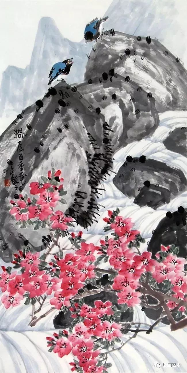 这组花鸟画，如春风拂面，春意盎然