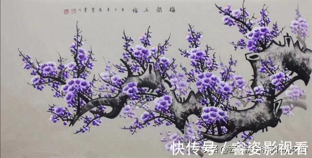 工笔$国画收藏，工笔画梅花牡丹，《品若梅花香在骨，人如秋水玉为神》