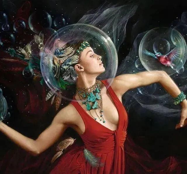 ·曼努克@自然又野性的存在,美女艺术家的唯美油画欣赏