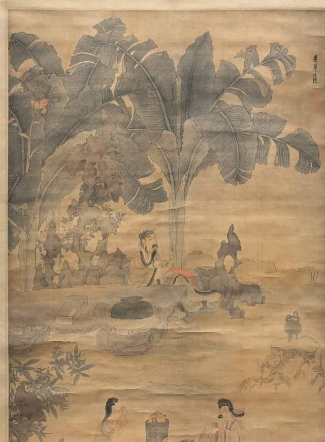  年前|这幅650年前的古画，男人看书喝肉汤，2个女人帮助一起炖肉