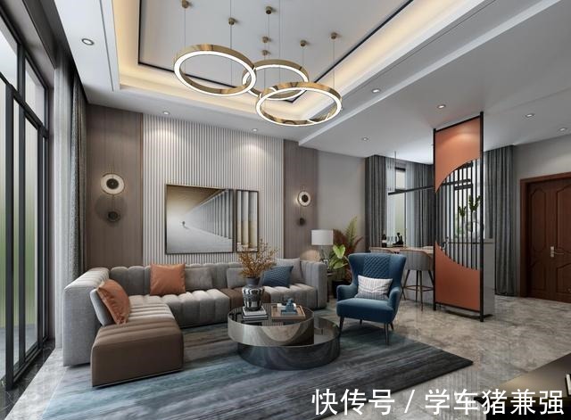 全屋|160m2现代简约风,灰色+蓝色太高级了!