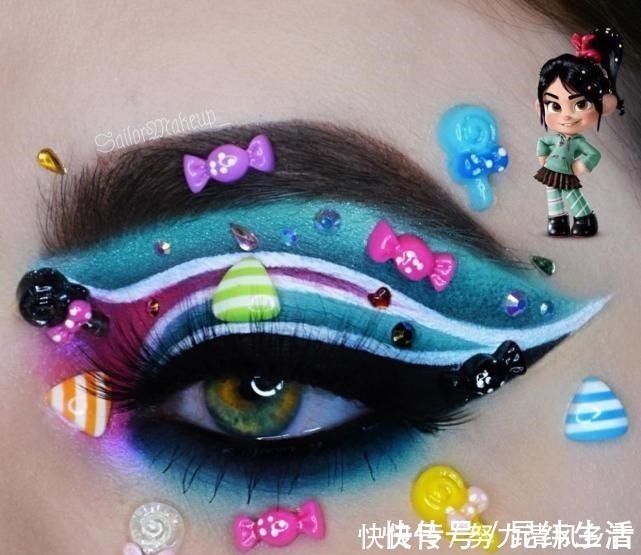 艾莎女王|把“动画人物”画在眼上,艾莎女王有创意,芭比粉的小樱竟这么美