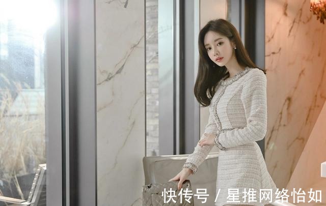 橘格纹|潮流穿搭:深冬暖阳花菱草淡橘格纹衣裙,孙允珠的穿搭潮感十足