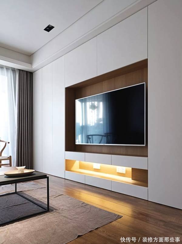 洗手台|118平简约装修 电视墙做隐形收纳真聪明!