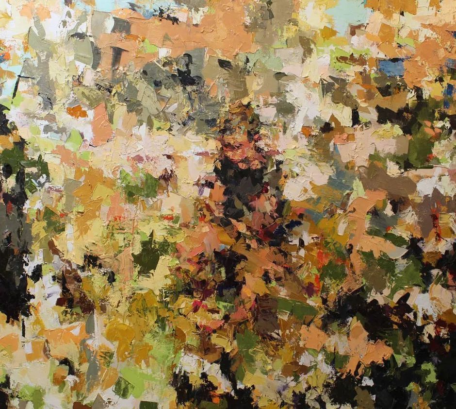 纹理&他将杂碎的色块,厚重的纹理,融于画中的人物