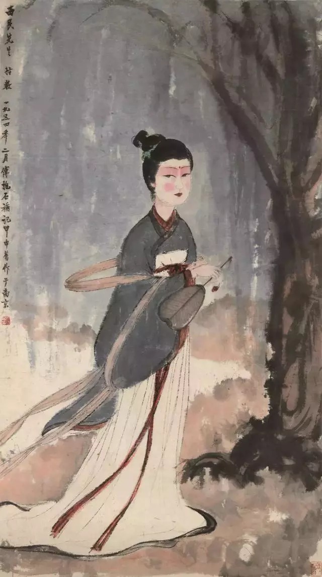 兰亭修禊图|傅抱石如何用笔下的“勾魂三绝”画活历史仕女画的?