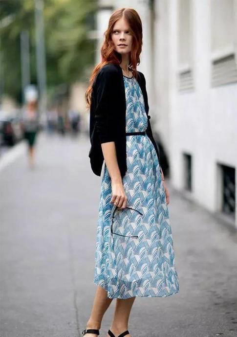搞定|印花连衣裙+外套,5款造型搞定空调屋穿搭,时髦温度两手抓