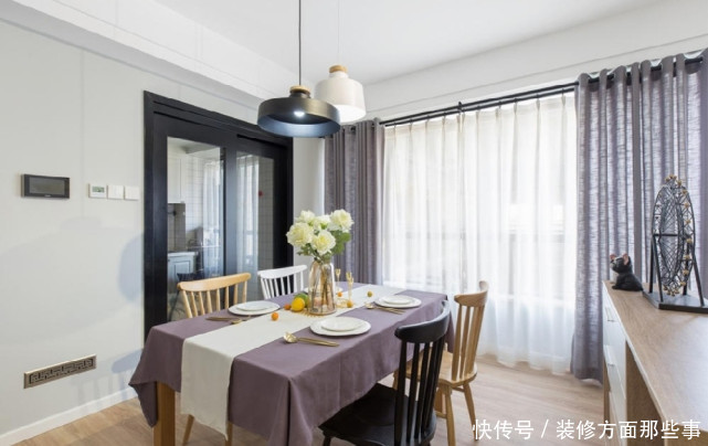 落地窗|97平北欧风三居室,客厅整面落地窗将光线引入室内,大气通透