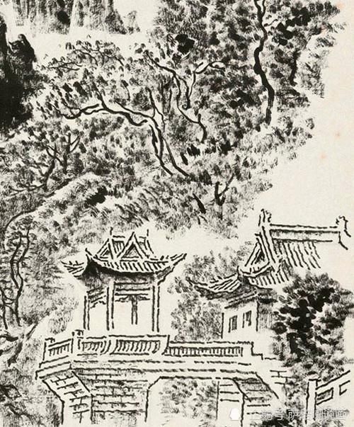 桃花溪!这不是炭笔素描,这是焦墨山水,张仃绘《桃花溪》