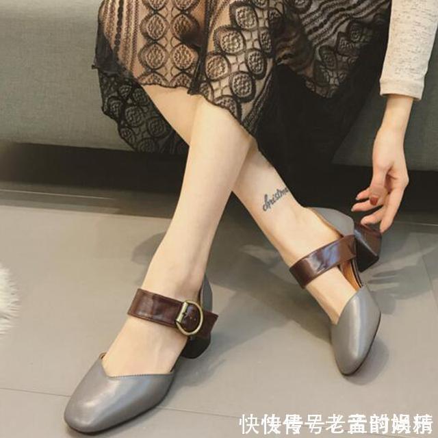 鞋子|方头粗跟鞋,穿着舒服走路更加稳固不崴脚