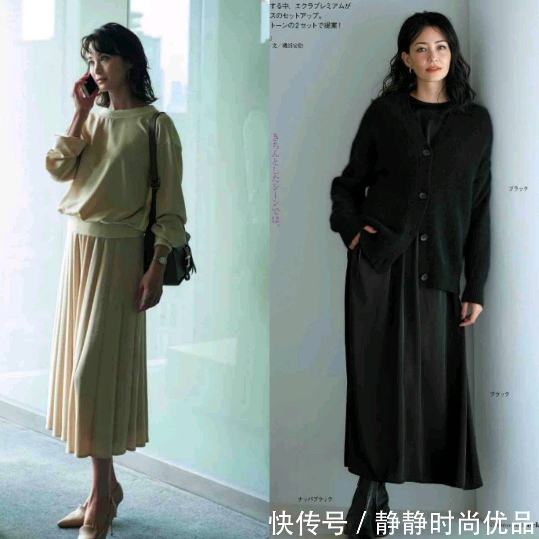 顺色系 秋天“针织衫”选素不选花！大龄女性照着穿搭，优雅气质凸显