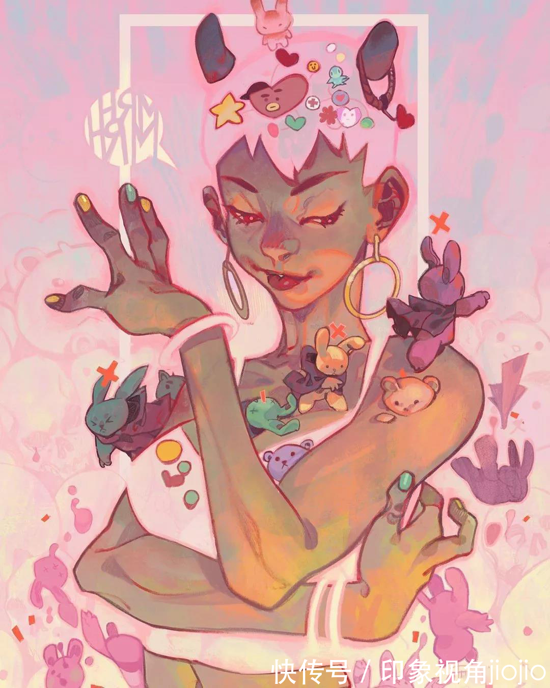 插画@耐人寻味的浮生绘影,充满强烈的美漫元素,有着吸引人的魄力