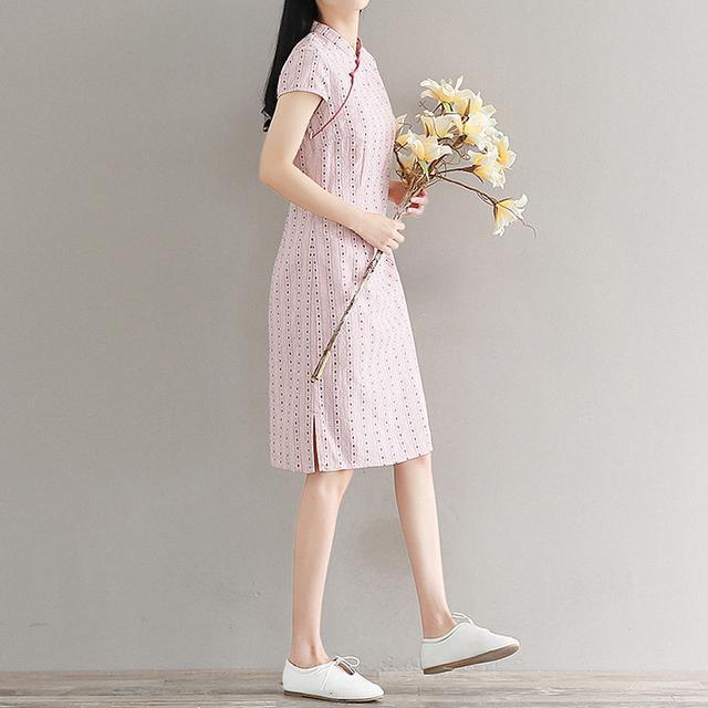 文艺|中式改良旗袍裙,棉麻材质、宽松A字版型,小清新风格