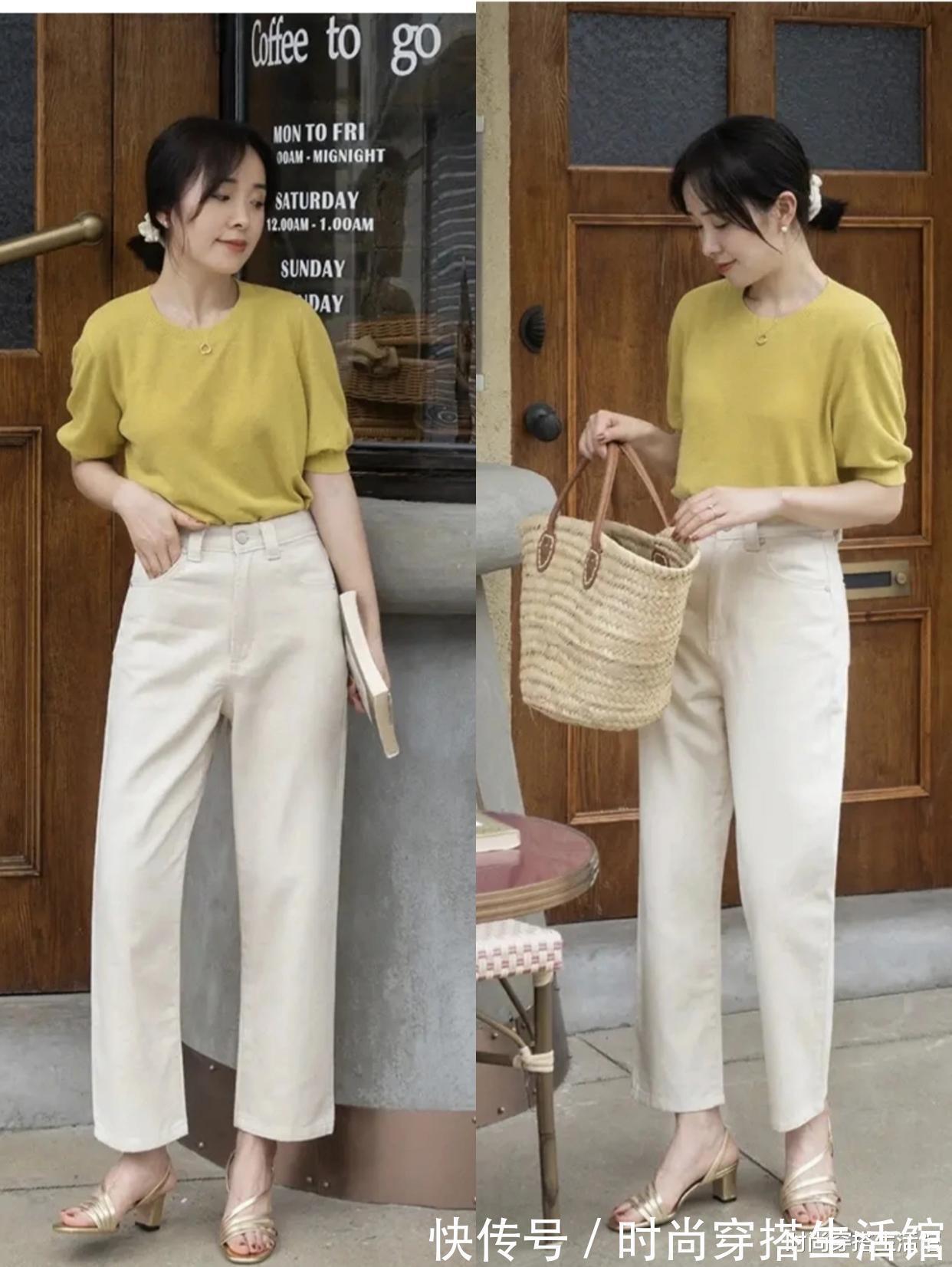 女人味|T恤下面不一定配裙子,今年流行这样穿,优雅知性,很有女人味