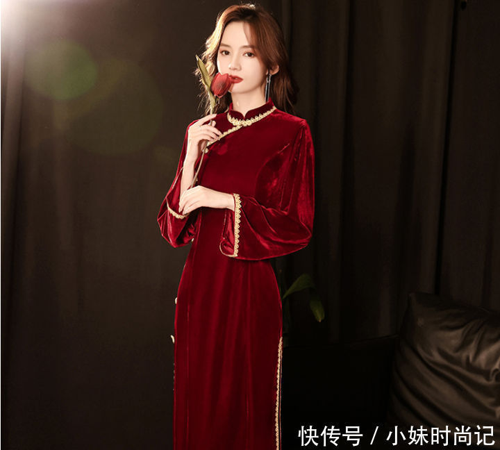 丝绒|丝绒旗袍,让30岁你的更有魅力