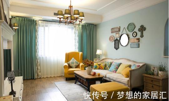 双胞胎|66㎡美式2室一厅,湖蓝绿清新美式,多姿多彩的双胞胎一家!