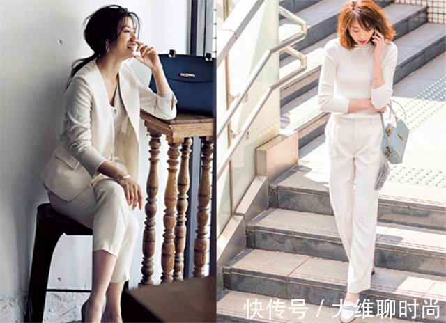 右图|穿来穿去还是白色最经典，除了单件穿搭，全身白色会更上档次
