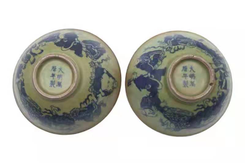 color!精品推荐-青花佛碗一对