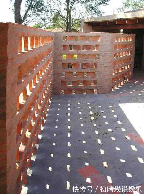 砖块|家里剩2车红砖，老爸就砌了个院墙，一格一格镂空通风全村第一家