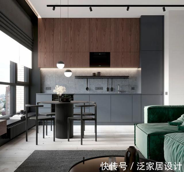 客厅|65㎡精致一居室公寓，灰色调高级到爆炸